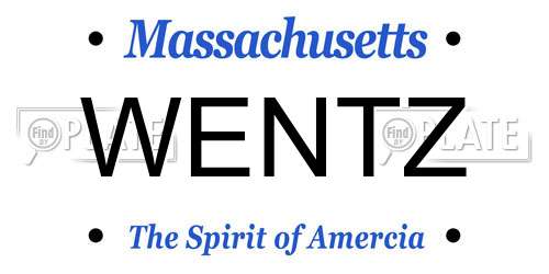 WENTZ Massachusetts License Plate
