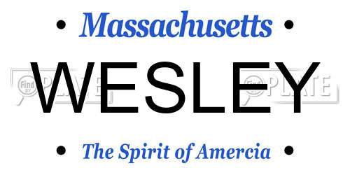 WESLEY Massachusetts License Plate