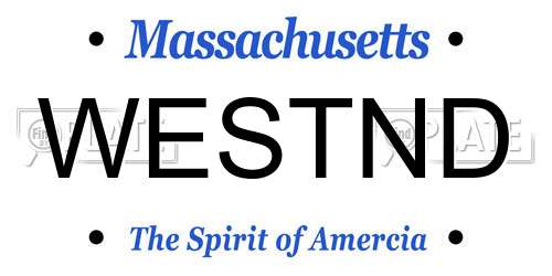 WESTND Massachusetts License Plate
