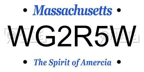 WG2R5W Massachusetts License Plate