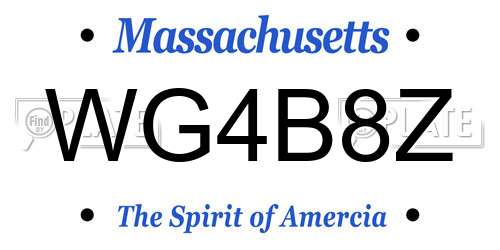 WG4B8Z Massachusetts License Plate