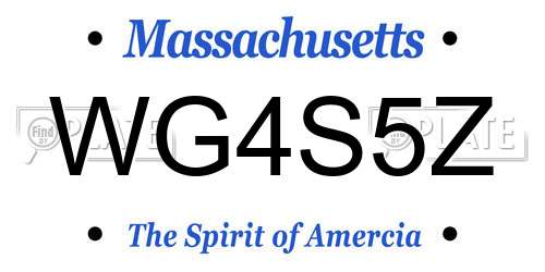 WG4S5Z Massachusetts License Plate
