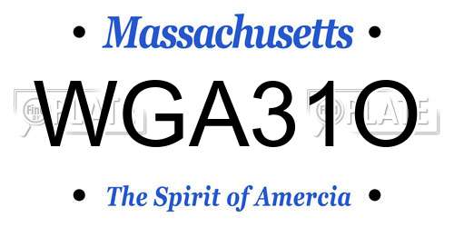 WGA31O Massachusetts License Plate