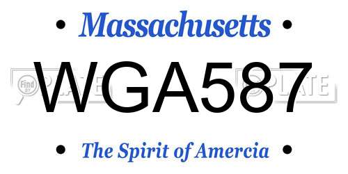 WGA587 Massachusetts License Plate