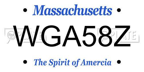 WGA58Z Massachusetts License Plate