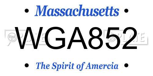 WGA852 Massachusetts License Plate