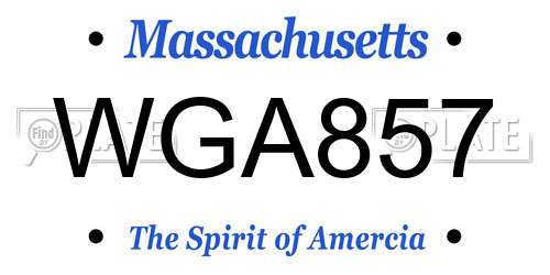 WGA857 Massachusetts License Plate