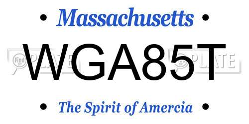 WGA85T Massachusetts License Plate