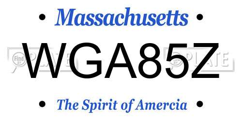 WGA85Z Massachusetts License Plate