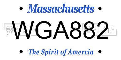 WGA882 Massachusetts License Plate