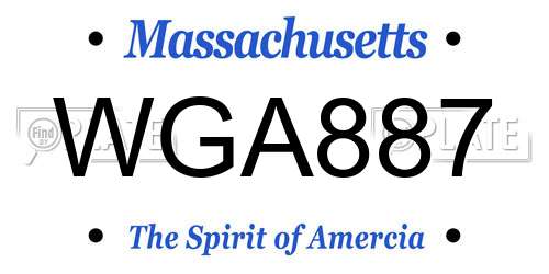 WGA887 Massachusetts License Plate