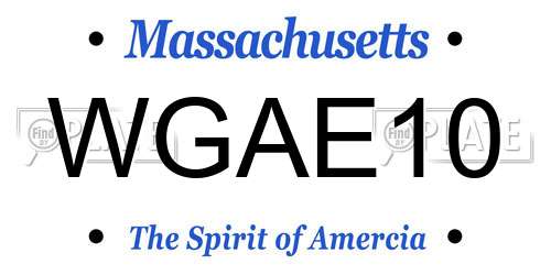 WGAE10 Massachusetts License Plate