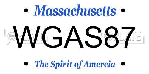 WGAS87 Massachusetts License Plate