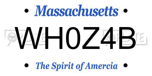 WH0Z4B Massachusetts License Plate