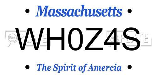 WH0Z4S Massachusetts License Plate