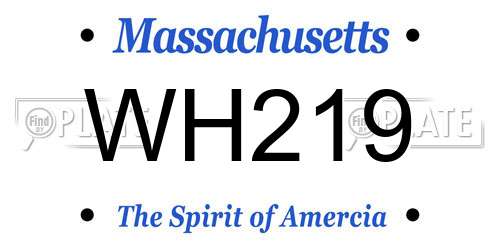 WH219 Massachusetts License Plate
