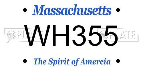 WH355 Massachusetts License Plate