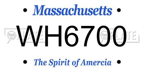 WH6700 Massachusetts License Plate