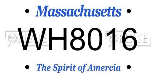 WH8016 Massachusetts License Plate