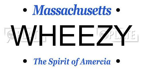WHEEZY Massachusetts License Plate