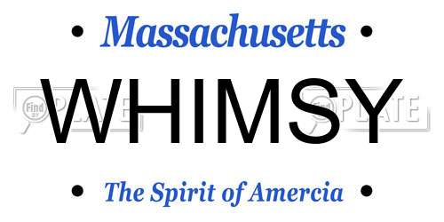 WHIMSY Massachusetts License Plate