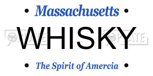 WHISKY Massachusetts License Plate
