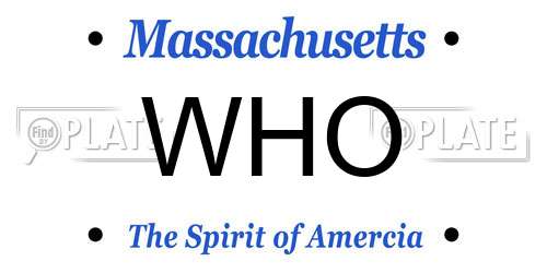 WHO Massachusetts License Plate