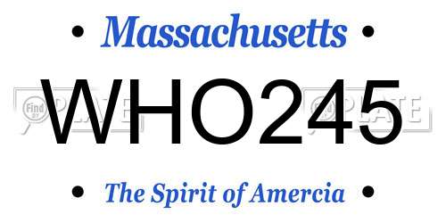 WHO245 Massachusetts License Plate