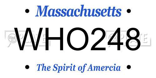 WHO248 Massachusetts License Plate