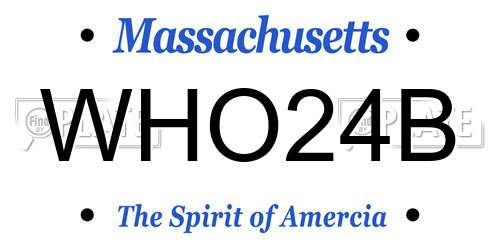 WHO24B Massachusetts License Plate
