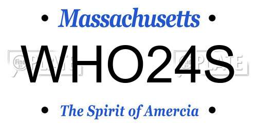WHO24S Massachusetts License Plate