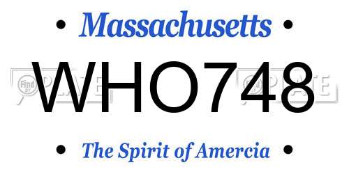 WHO748 Massachusetts License Plate
