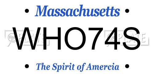 WHO74S Massachusetts License Plate