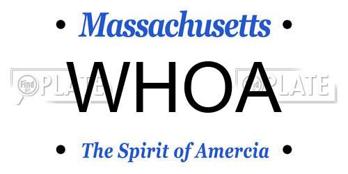 WHOA Massachusetts License Plate