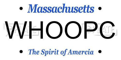 WHOOPC Massachusetts License Plate