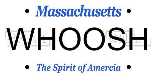 WHOOSH Massachusetts License Plate