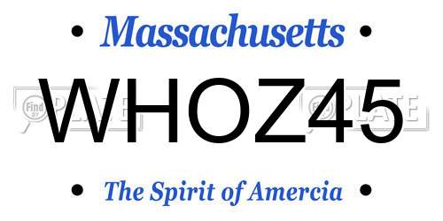 WHOZ45 Massachusetts License Plate