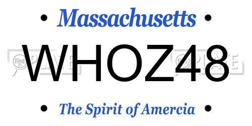 WHOZ48 Massachusetts License Plate