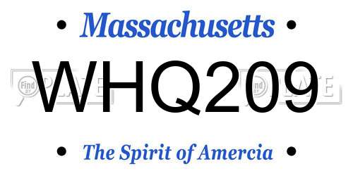 WHQ209 Massachusetts License Plate