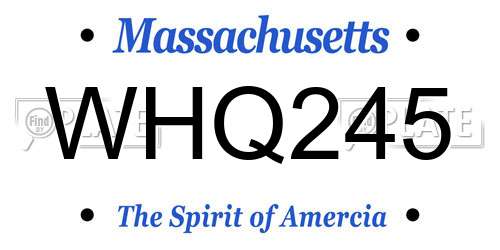 WHQ245 Massachusetts License Plate