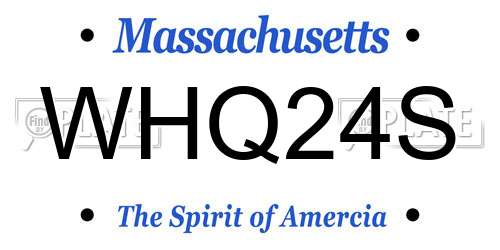 WHQ24S Massachusetts License Plate