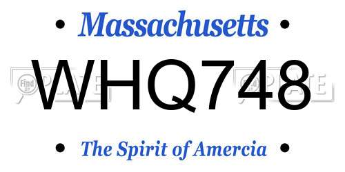 WHQ748 Massachusetts License Plate