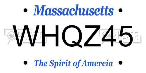 WHQZ45 Massachusetts License Plate