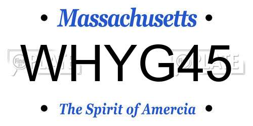 WHYG45 Massachusetts License Plate
