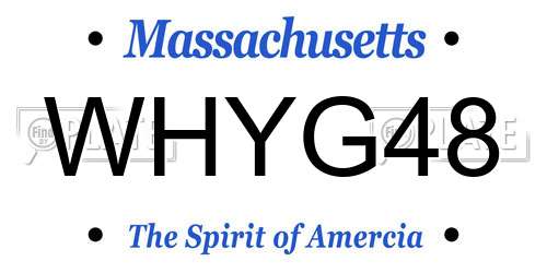 WHYG48 Massachusetts License Plate
