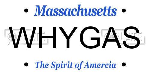 WHYGAS Massachusetts License Plate