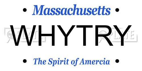 WHYTRY Massachusetts License Plate