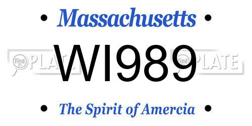 WI989 Massachusetts License Plate