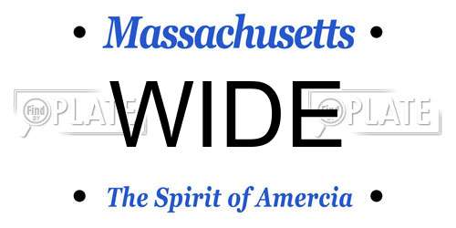 WIDE Massachusetts License Plate