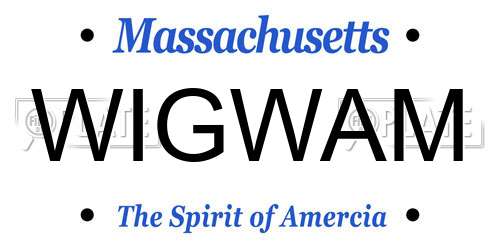 WIGWAM Massachusetts License Plate